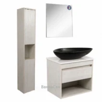 Коричневый комплект мебели для ванны 65 см шириной Aqua Rodos Шельф 45120-29698-45129