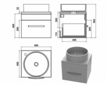 Размеры Умывальник с тумбой 50 см Snail Адель с умывальником Оазис 500КМ170