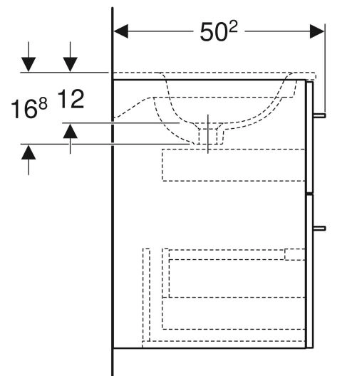 Размеры Тумба в ванную без умывальника с ящиками 55 см шириной Geberit Selnova Square под умывальник Selnova 501.201.00.1