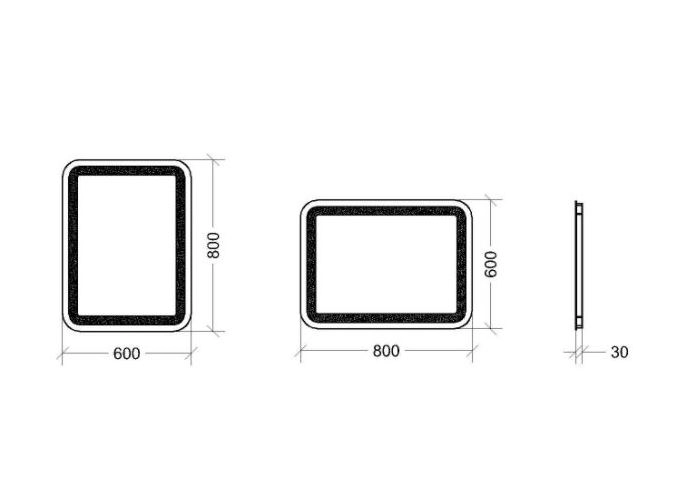 Размеры Прямое зеркало для ванной 60 см StekloNova Эйвио Eyvio 60W