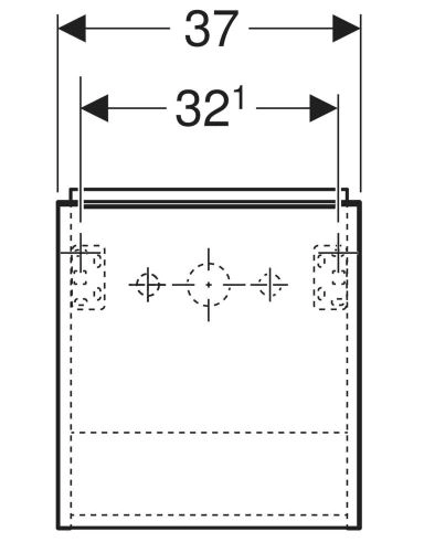 Размеры Современная тумба под умывальник без раковины 37 см шириной Geberit iCo под умывальник iCon 502.300.01.3