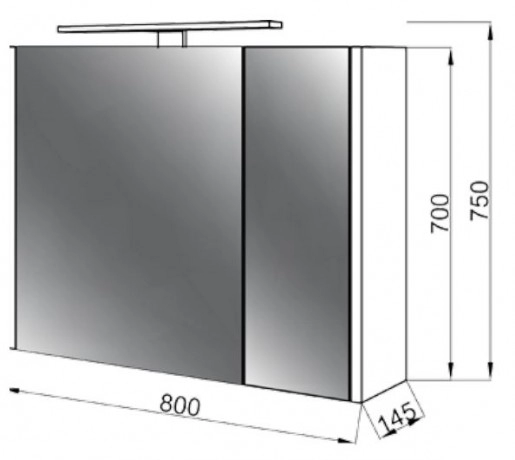 Размеры зеркальный шкаф в ванную с дверцами 80 см юввис senator z-80 с подсветкой №2
