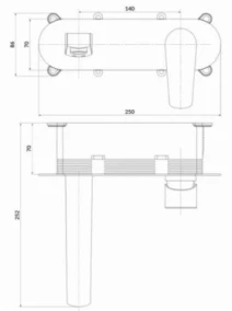 Размеры Смеситель для ванны Cersanit MODUO хром S951-337