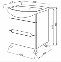Размеры тумба с умывальником с ящиками 65 см юввис амелия с умывальником церсания амелия 65 t-21 №1