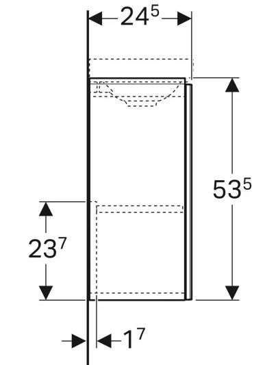 Размеры Тумба в ванную без умывальника с дверцами 40 см шириной Geberit Acanto под раковину Acanto 500.607.JL.2
