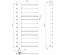 Размеры Полотенцесушитель водяной 600х1210 Mario Комфорт Хром 30x20 ВР 1/2 д 4820111354078