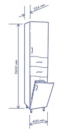 Размеры шкаф-пенал для ванной 40 см с аэрографией пик базис п0340а-09 №1
