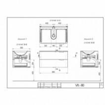 Размеры тумба с одной раковиной в ванную 80 см botticelli velluto vlt-80 stella-80 черный мат №1
