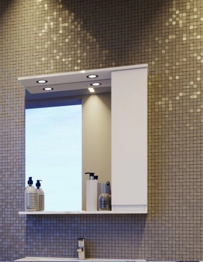 В интерьере Зеркало в ванную 75 см ЛЕВОЕ ЮВЕНТА МОНИКА НОВА МШНЗ3-75l-белый