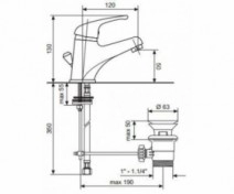 Розміри Змішувач з донним клапаном для раковини Emmevi WINNY CR95003 хром