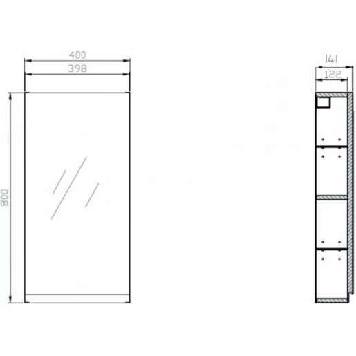Размеры зеркальный шкаф для ванной 40 см шириной cersanit moduo s590-031r №2