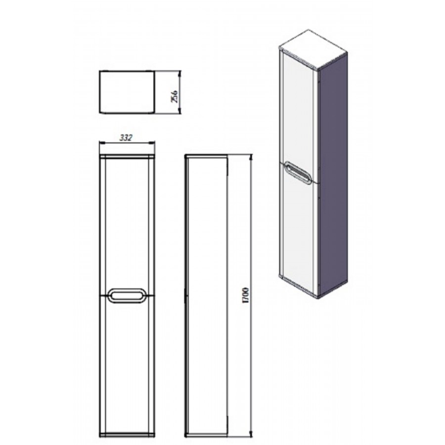 Размеры шкаф-пенал для ванной 33 см ювента прато рrp-170-белый №4