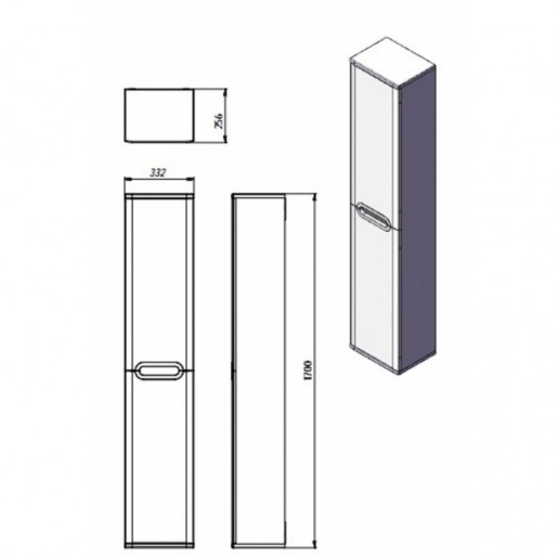 Размеры шкаф-пенал для ванной 33 см ювента прато рrp-170-белый №4
