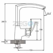 Размеры Современный смеситель для мойки ZEGOR TBS-279 хром