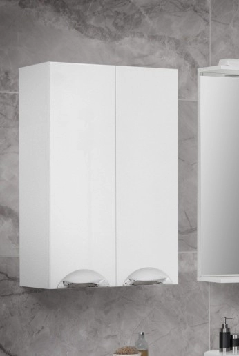 В интерьере Навесной шкаф для ванной 50 см Сансервис ЛАУРА Laura K-50 П белый