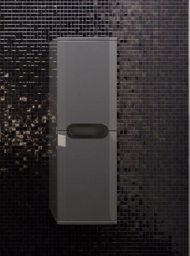 В интерьере Пенал для ванной 30 см серого цвета ЮВЕНТА ПРАТО РrP-100L-серый