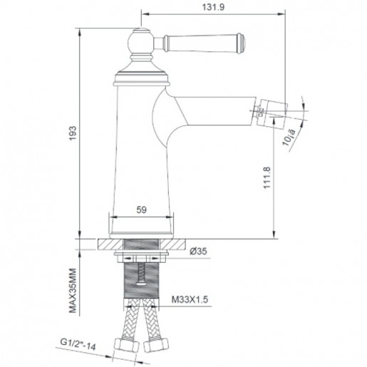 Размеры Наружный смеситель для биде IMPRESE HYDRANT ZMK031806070