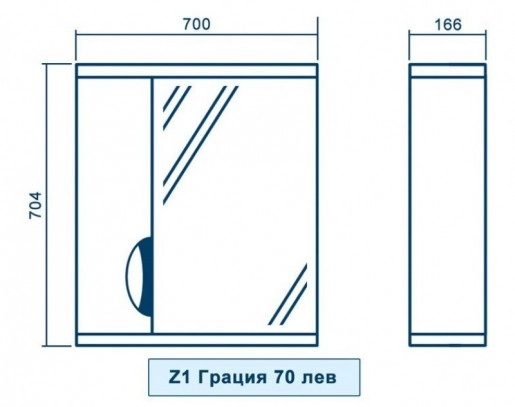 Размеры Зеркало в ванную 70 см КВЕЛ ГРАЦИЯ Z1 Грация 70R Бордо