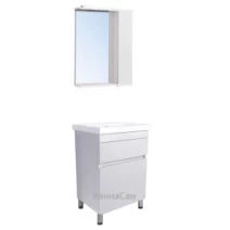 Комплект мебели в ванную с прямоугольной раковиной 60 см шириной Мойдодыр City White 39101-31703