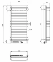 Размеры Полотенцесушитель электрический 480 х 1000 мм Navin Грандис Д30 белый левый 12-108153-4810