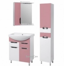 Бело-розовый комплект мебели в ванную 70 см шириной Квелл Грация 35306-35344-35396