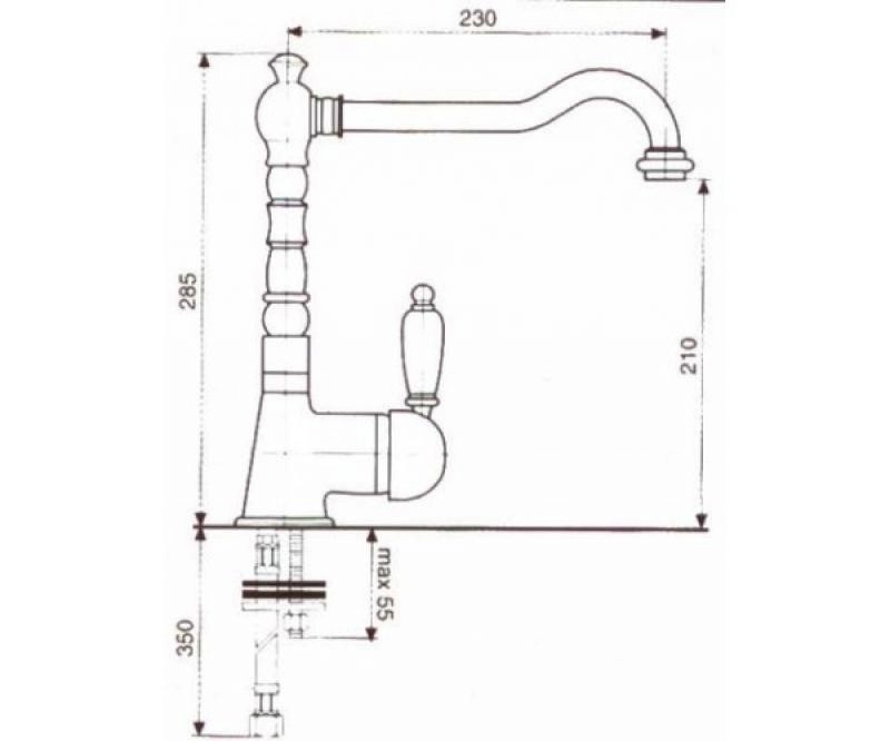 Размеры Смеситель классический для мойки Emmevi LAGUNA CR40517A хром