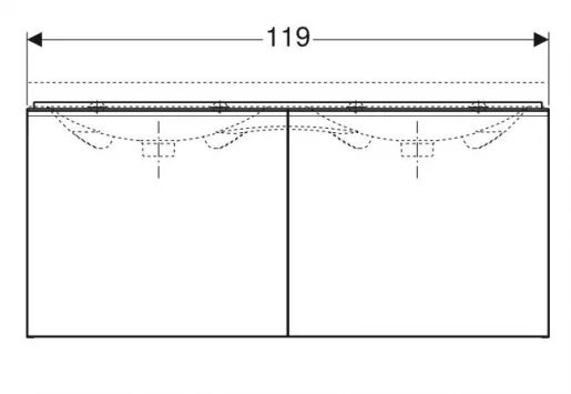 Размеры Матовая тумба в ванную без умывальника 120 см шириной Geberit Acanto под раковину Acanto 500.613.16.1
