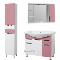 Бело-розовый гарнитур для ванной 85 см шириной Квелл Грация 35317-35371-35397