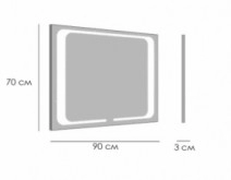 Размеры Глянцевое зеркало для ванной 90 см StekloNova Мейв Meyv 90W