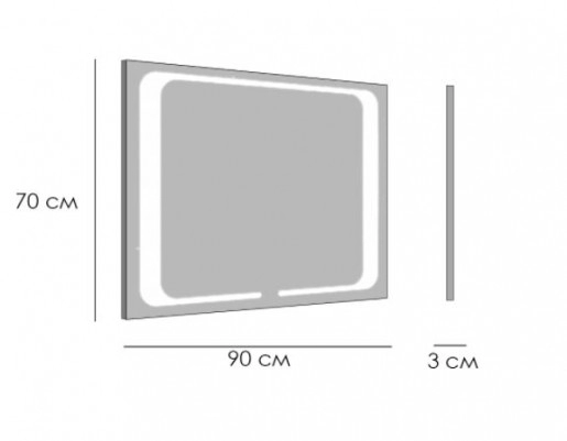 Размеры Глянцевое зеркало для ванной 90 см StekloNova Мейв Meyv 90W