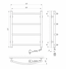 Розміри Світла електрична сушка для рушників 500 х 600 мм Laris Флеш Д30 Лівий хром 73207211 НР2022