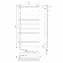 Размеры Полотенцесушитель электрический трубчатый 500х1200 LARIS Каскад Премиум Хром Левый 30x20 73207368