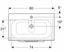 Размеры Умывальник с тумбой 80 см шириной Geberit Selnova Square с раковиной Slim Rim 501.241.00.1