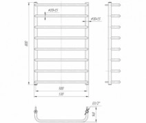Розміри Сушка для рушників водяна з 8 перекладинами 530х800 Mario Стандарт Хром 30x20 ВР 1/2 д 4820111350421