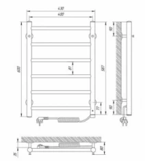 Розміри Електрична сушка для рушників 430 х 600 мм Laris Альфа Д30 хром правий 73207456