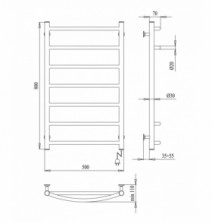 Размеры Электрический полотенцесушитель с 7 перекладинами 500 х 800 мм Paladii Микс Электро Хром 30х20 правый СПе002РR