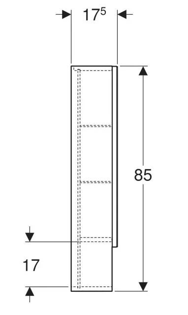 Розміри Шафа для ванної з дзеркалом з відкритою полицею 80 см шириною Geberit Selnova Square 501.269.00.1