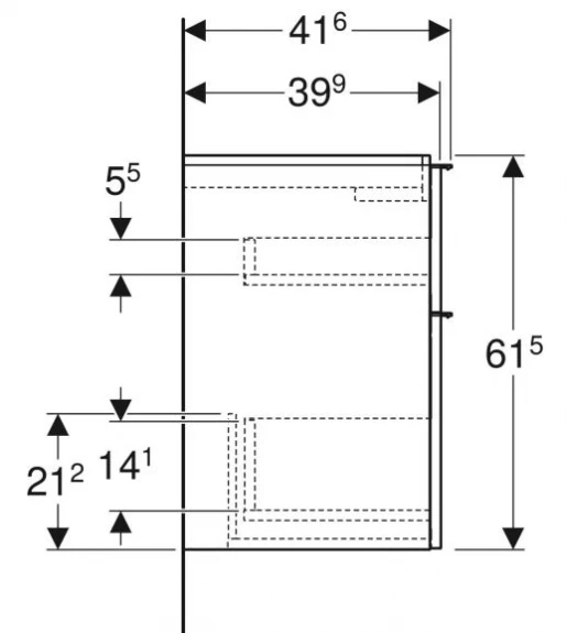 Размеры Тумба без умывальника 75 см шириной Geberit iCon под умывальник iCon 502.308.JH.1