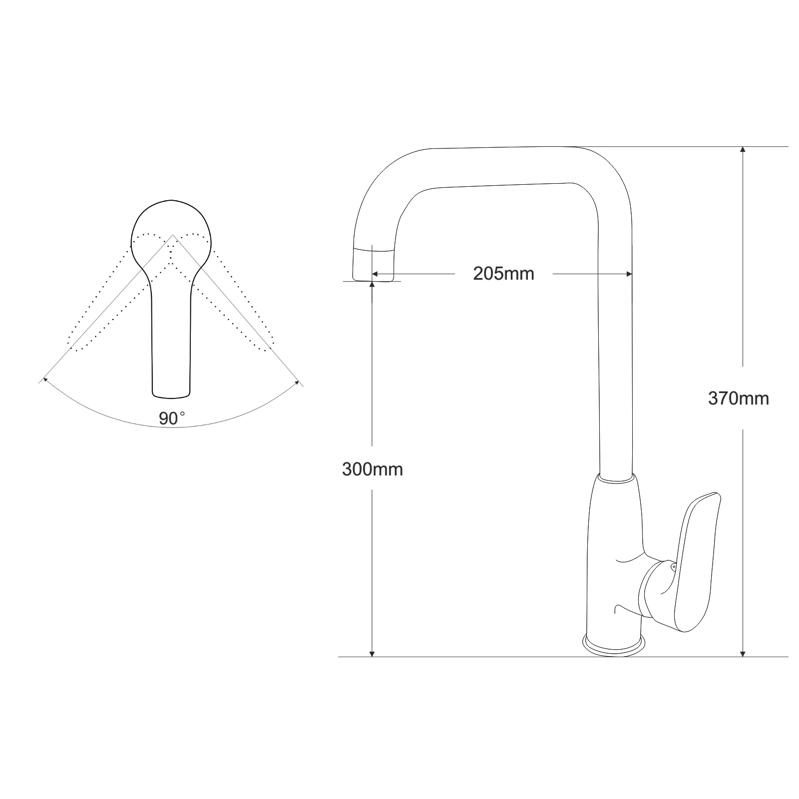 Розміри Змішувач для кухні Rozzy Jenori VELUM RBZ082-8M