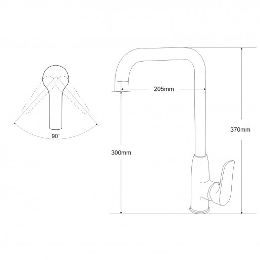 Розміри Змішувач для кухні Rozzy Jenori VELUM RBZ082-8M