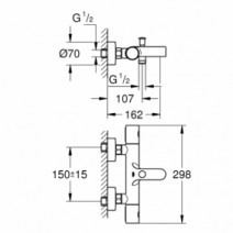 Размеры Смеситель для ванной комнаты Grohe GROTHERM 34766000