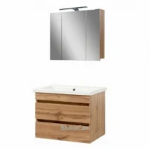 Коричневый набор для ванной комнаты с зеркалом 80 см шириной Пик Минимал 44242-45663