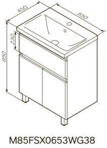 Размеры тумба с раковиной в ванную с двумя дверцами 65 см am.pm x-joy с умывальником x-joy m85-fsx0653-wc0653wg38 №1