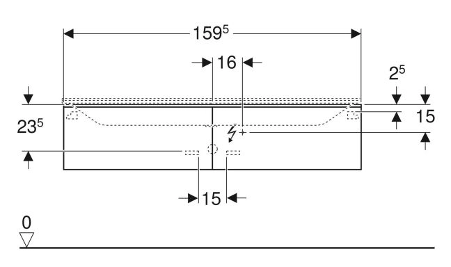 Размеры Тумба для ванной комнаты без раковины 160 см шириной Geberit Xeno² под умывальник Xeno² 500.346.01.1