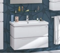 В інтер'єрі Комплект меблів у ванну кімнату 80 см з білою раковиною САНВЕРК Alessa White Air 25467-25561-25478