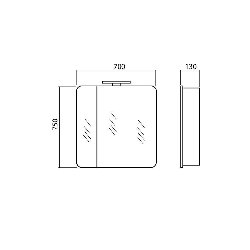 Размеры шкаф с зеркалом в ванную комнату 70 см aqua rodos рома 4823065824703 №2