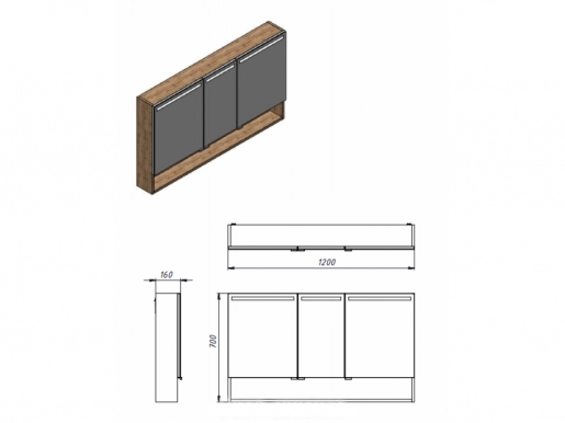 Розміри Комплект меблів у ванну 120 см Ювента Domus 33033-33034-33035