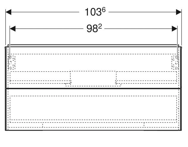 Размеры Матовая тумба под умывальник без раковины 105 см шириной Geberit ONE 505.264.00.2