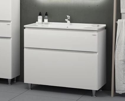 В інтер'єрі Комплект меблів для ванної 80 см з білою раковиною САНВЕРК АМАТА 25569-25529-25573