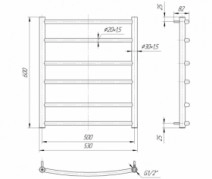 Размеры Полотенцесушитель водяной 530х600 Mario Классик 30x20 ВР 1/2 д 4820111350292
